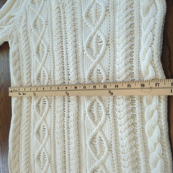 RIVAMONTI Women's White Intricate Aran Cable Knit Sweater Size M Made In Italy - Picture 9 of 15